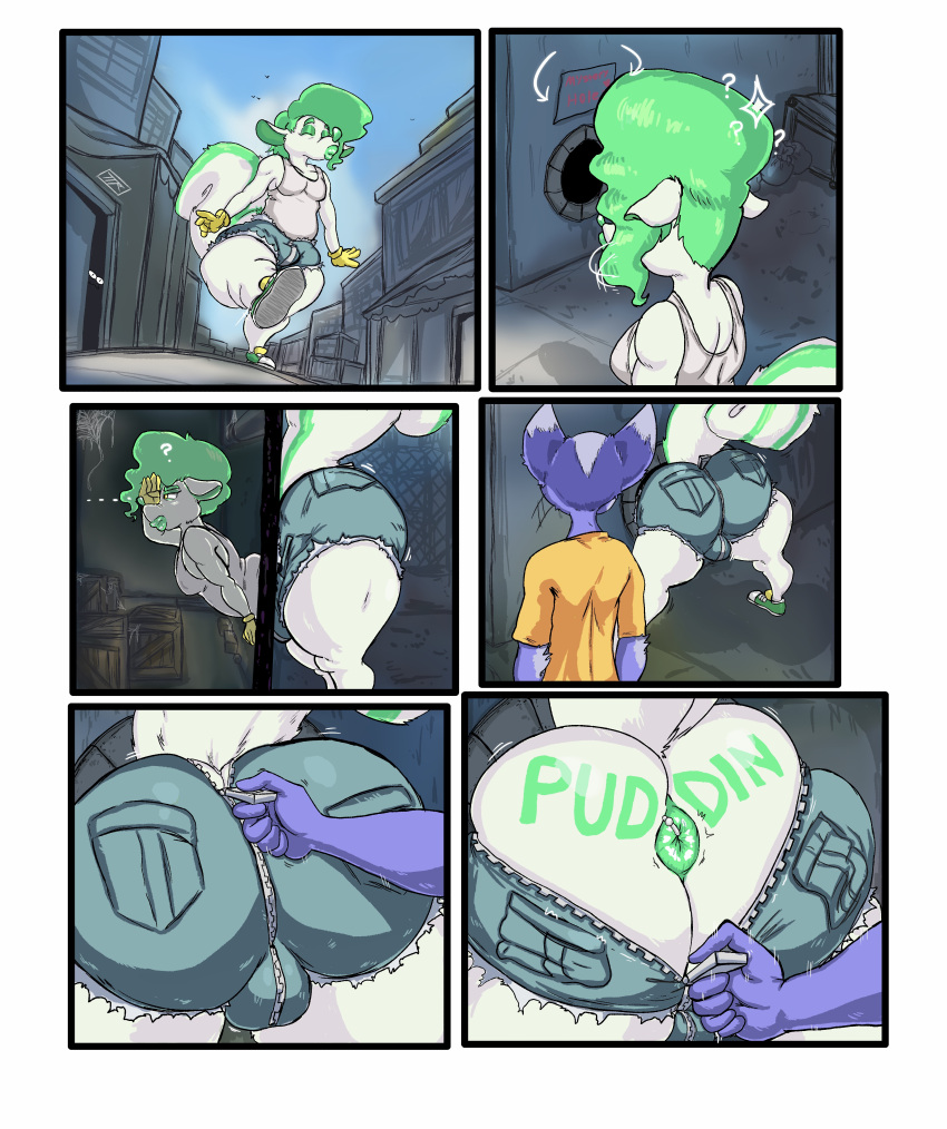 Rule 34 – anal piercing anus ass cleavage big ass big butt big lips big tail body writing booty shorts butt crack city comic comic page comic panel daytime digital media (artwork) donut anus dumptruck ass fat butt femboy gay glory wall green hair hi res highres hole in wall light green hair skunk skunk tail stuck stuck in wall tattoo on butt thick thick ass thick thighs through wall ttherandom writing on ass writing on body zipper zipper down zipper pull tab | 6586630