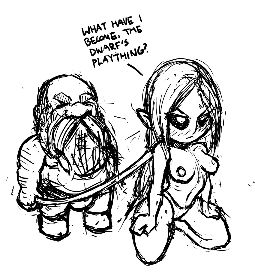 Rule 34 – 1boy 1girls bardin goreksson collar dwarf elf greyscale kerillian kneeling leash male monochrome mossyfroot sketch warhammer (franchise) warhammer fantasy wood elf | 6668076