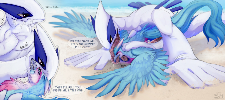 Rule 34 – 2022 ambiguous gender ambiguous penetrated ambiguous penetration artist name avian beak blue beak blue body blue eyes blue feathers bodily fluids brown eyes closed eyes cum cum inside cum splatter dated duo english text erection extreme french kiss feathered wings feathers french kissing genital fluids genitals glistening glistening eyes hi res kissing lying male male/ambiguous male penetrating male penetrating ambiguous motion lines neck bulge nintendo on front oral vore penetration penis pink body pink feathers pokemon pokemon (species) red penis red tongue saliva saliva on tongue sand santanahoffman seaside sex species request speech bubble text tongue tongue out video games vore white body wings | 6797345