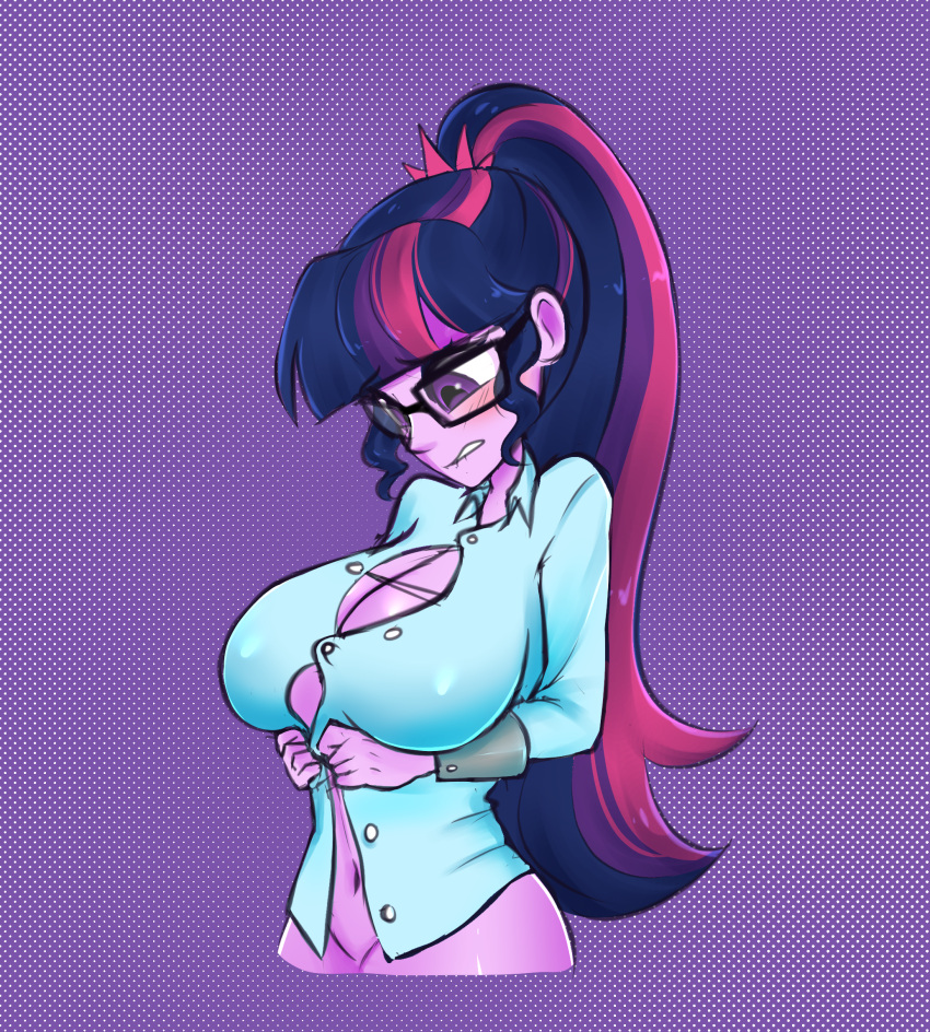 Rule 34 – 1girls big breasts biting lip bottomless breast expansion breast growth breasts cleavage cuffs (clothing) equestria girls female female only friendship is magic glasses hasbro huge breasts large breasts my little pony navel ponytail sci-twi shirt solo solo female tight clothing twilight sparkle (mlp) xfrncstomiku | 6797681
