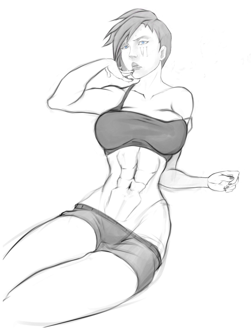 Rule 34 – 1girls abs female nasoloda short hair solo solo focus writing on face | 6799235