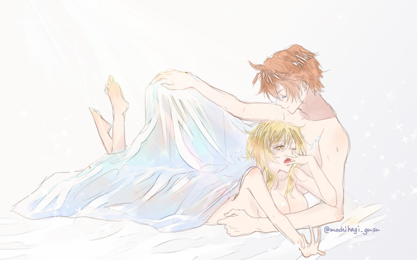 Rule 34 – 1boy 1boy1girl 1girls after sex blonde hair breasts childe (genshin impact) covering female genshin impact ginger lumine (genshin impact) male mochihagi gusu (artist) morning after on stomach sheets sleepy straight tartaglia (genshin impact) under sheets yawn | 6591483