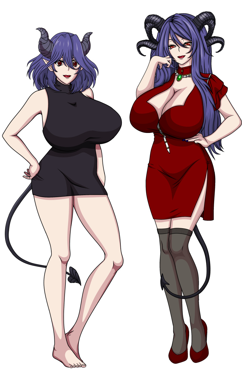 Rule 34 – big breasts big butt demon girl demon horns demon tail deviantart dragexd game cg huge breasts mature mature female milf mother mother and daughter red eyes vermeil vermeil in gold violet hair | 6744362