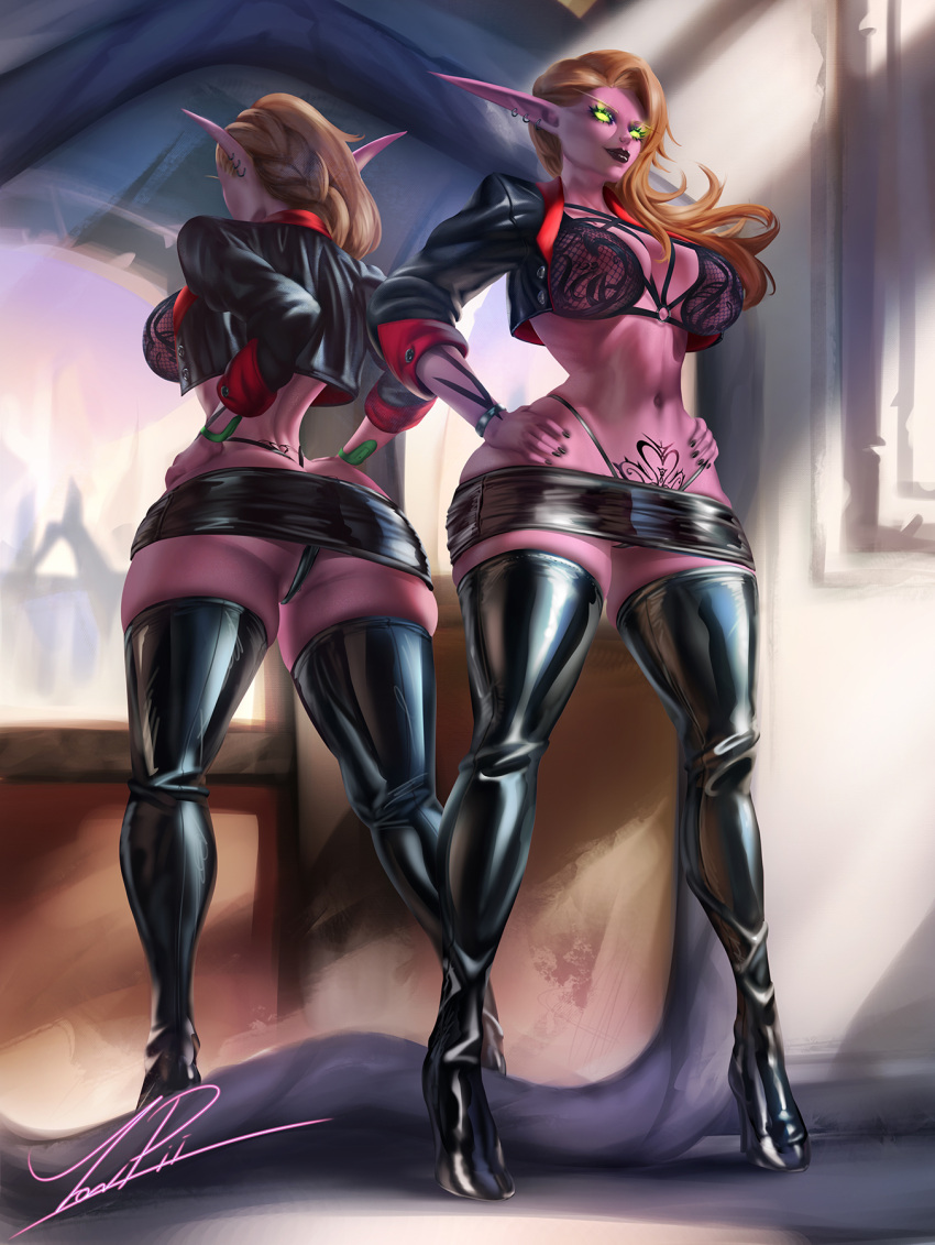Rule 34 – ass big breasts black lipstick black nails blizzard blizzard entertainment boots bra brown hair burning eyes clothed elf elf ears green eyes high boots jacket large ass large breasts leather jacket leather skirt lunnaru miniskirt mirror mirror reflection night elf pointy ears pubic tattoo realistic side shave tattoo tattoos thigh squish thong warcraft wide hips world of warcraft yonpii | 6628801