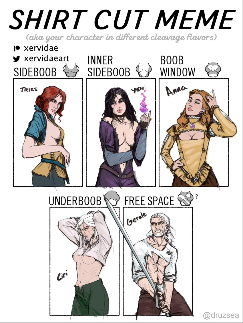 Rule 34 – 1boy 4girls anna henrietta big breasts boob window cd projekt red ciri cleavage female female focus geralt of rivia light-skinned female meme shirt cut meme sideboob the witcher (series) the witcher 3: wild hunt triss merigold underboob xervidae yennefer | 6903075