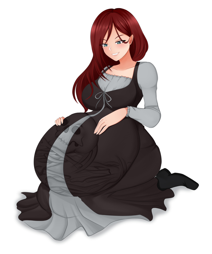 Rule 34 – adelineleona belly bulge big belly blue eyes blush bones in belly boots breasts clothing cruel pred digestion dress fully clothed hand on belly keeling large breasts long hair long red hair rapid digestion red hair sadistic pred satisfied skull skull in belly vore | 6492146