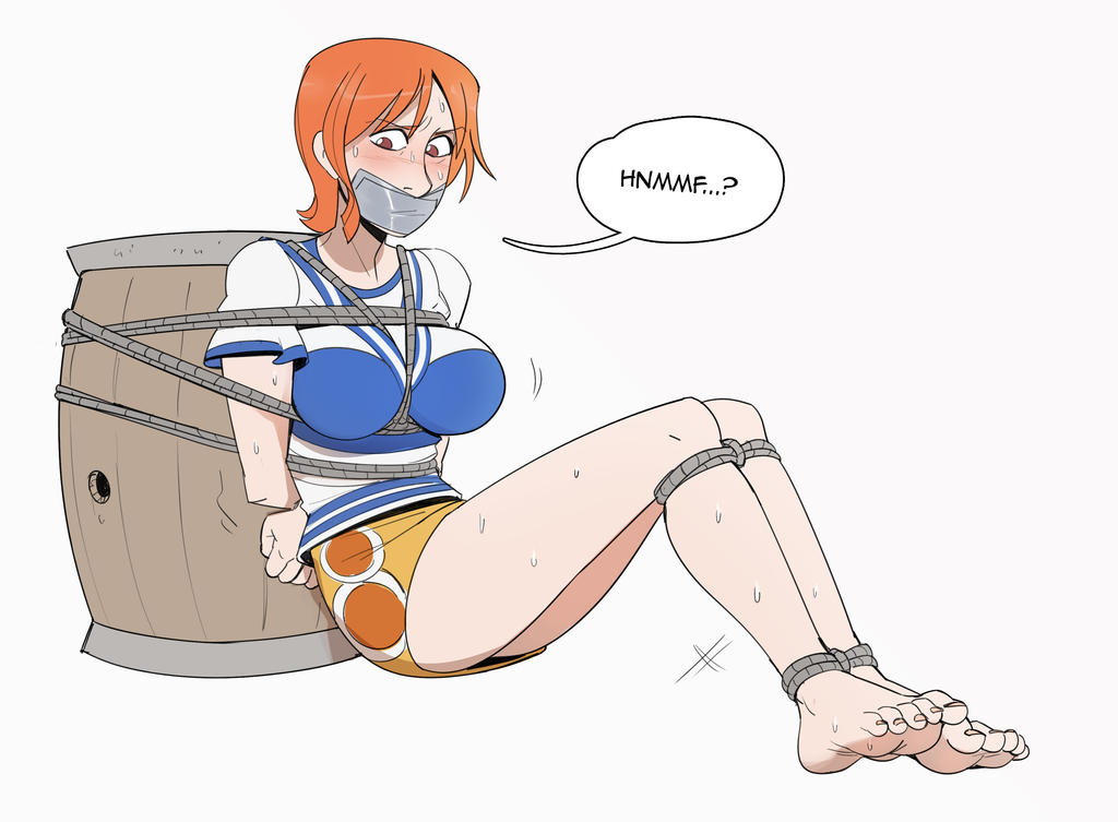 Rule 34 – 1girls asking autotape autotape98 bare arms bare legs bare thighs barefoot barrel big breasts blue clothing bondage bound bound ankles bound legs brown eyes ear eyebrows eyebrows visible through hair eyeliner feet female female only fist gag gagged gagged speech hole knot miniskirt nami nami (one piece) one piece orange hair pattern clothing pattern legwear pattern topwear pirate red hair remake rope between breasts rope bondage rope harness short hair short skirt short sleeves skirt soles solo solo female speech bubble sweat sweating sweaty body sweaty face sweaty feet sweaty legs sweaty thighs t-shirt tape gag taped mouth tied to barrel tied up toenails toes white background white clothing wiggle lines wiggling | 6925851