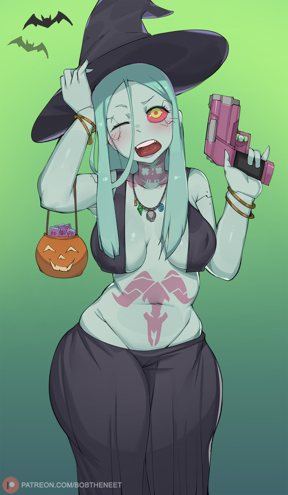 Rule 34 – 1girls alternate breast size body markings breasts cd projekt red cyberpunk: edgerunners cyberpunk 2077 elijahzx female green hair gun halloween hat hips holding object large breasts large hat long hair patreon username rebecca (edgerunners) red eyes studio trigger tattoo thick thighs thighs wide hips witch hat | 6917263