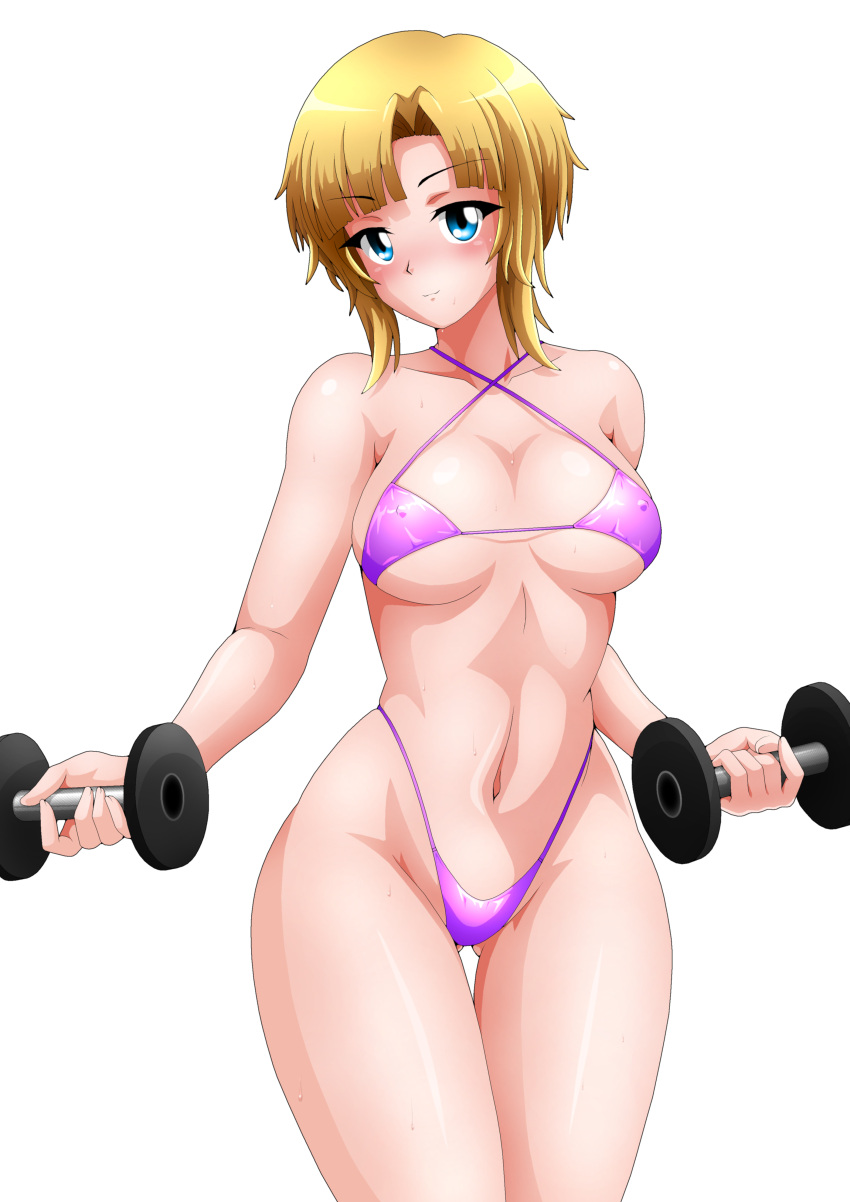 Rule 34 – 1girls big breasts bikini blonde hair blue eyes breasts busty child bearing hips confident highres kaori shiruko large breasts legs looking at viewer navel purple bikini sensual sexy short hair smile solo sweat swimsuit thick thighs thighs thong bikini voluptuous yukino memories zel-sama | 7043737
