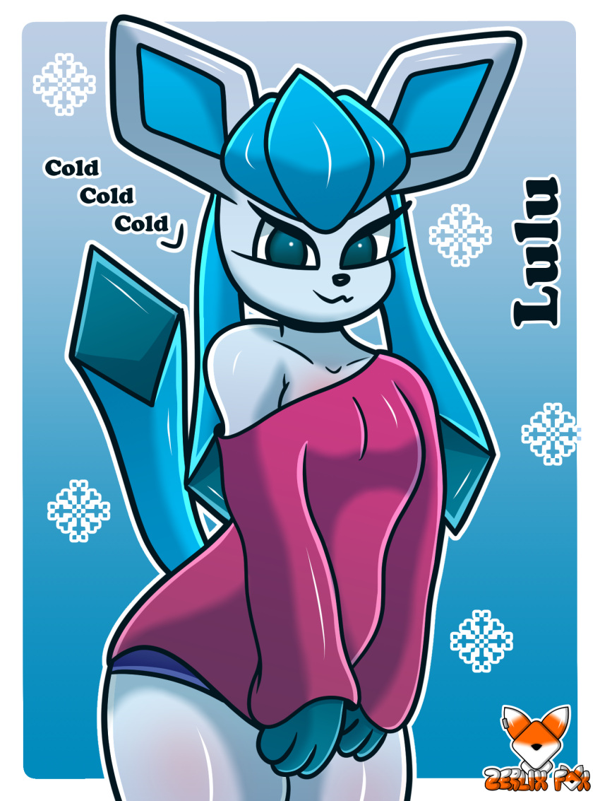 Rule 34 – 2020s 2022 3:4 anthro anthrofied blue eyes breasts canid clothed clothing curvy figure dialogue digital media (artwork) eeveelution english text eyelashes facial tuft fishnet footwear generation 4 pokemon glaceon gynomorph heart hi res latex legwear looking at viewer lulu (zerlix fox) nintendo pokemon pokemon (species) pokemorph raised clothing raised shirt raised tank top raised topwear shirt signature socks solo tank top text topwear tuft under boob underwear video games white body zerlix fox | 6966743