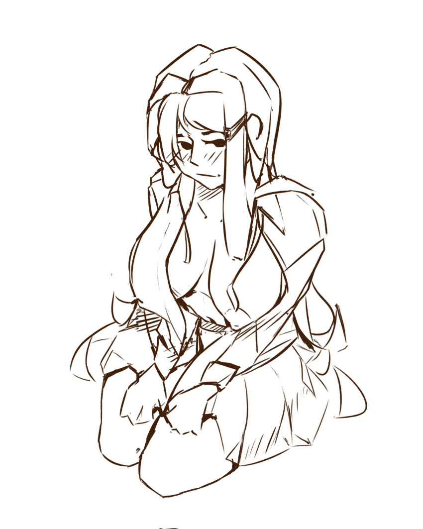 Rule 34 – 1girls blush blush breasts exposed breasts out doki doki literature club female school uniform sitting sketch skirt solo uniform white background yudsnuts yuri (doki doki literature club) | 7024230