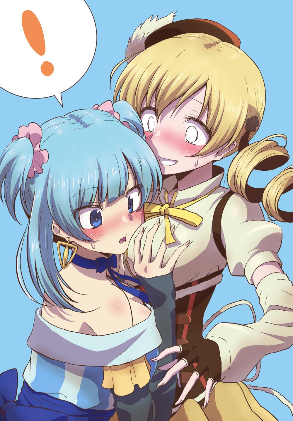 Rule 34 – 2girls beret big breasts blonde hair blue eyes blue hair breast grab breasts human human only magia record: mahou shoujo madoka magica gaiden magical girl mahou shoujo madoka magica minami rena shame surprised teenage girl teenager tomoe mami touyu (yuruyuruto) yellow eyes young younger female yuri yuri | 7161387