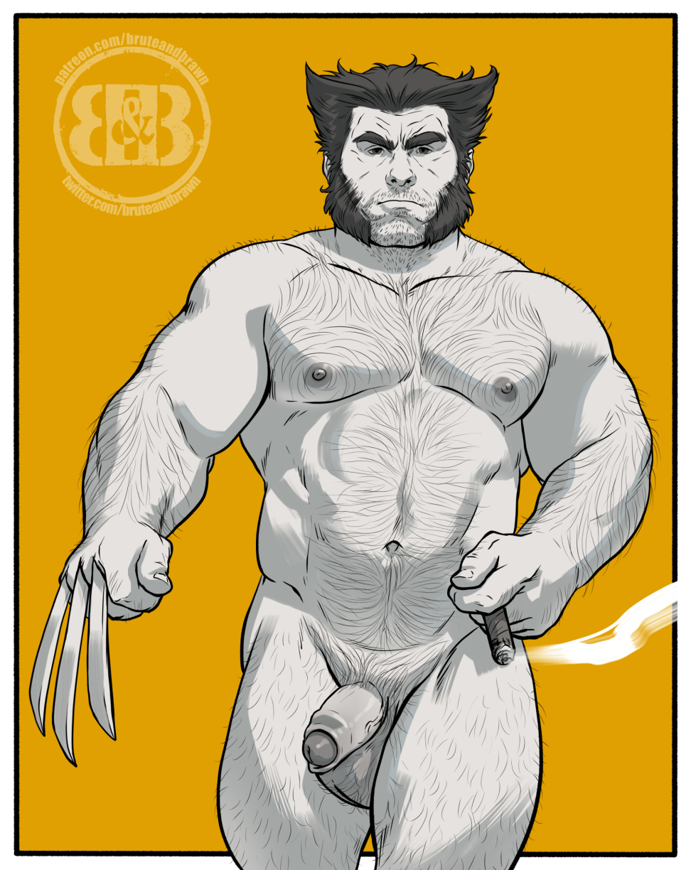 Rule 34 – 1boy abs balls ballsack beard stubble beefy black and white body hair bruteandbrawn cigar claws dad bod facial hair flaccid penis foreskin hairy balls hairy male human intact james howlett male male nipples male only male pubic hair manly marvel marvel comics mature male musclegut muscles muscular male mutton chops nude male partially retracted foreskin pecs penis scrotum sideburns solo testicles uncolored uncut veiny penis wolverine (x-men) x-men | 6516445