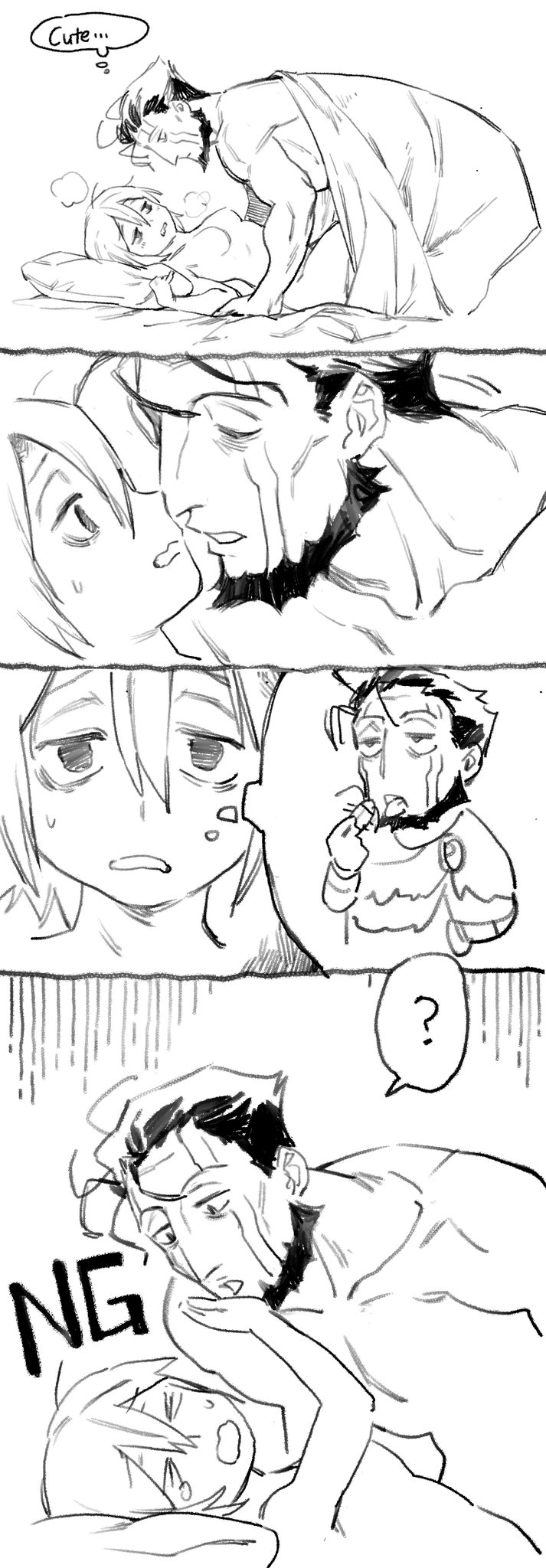 Rule 34 – 1boy 1girls ? age difference ambiguous penetration beard blanket comic eye bags facial hair facial markings facial tattoo female half-closed eyes implied sex made in abyss male mature male missionary position monochrome multiple images nervous nude older male on back small breasts sweatdrop vueko wazukyan younger female zero1004czy | 7111593