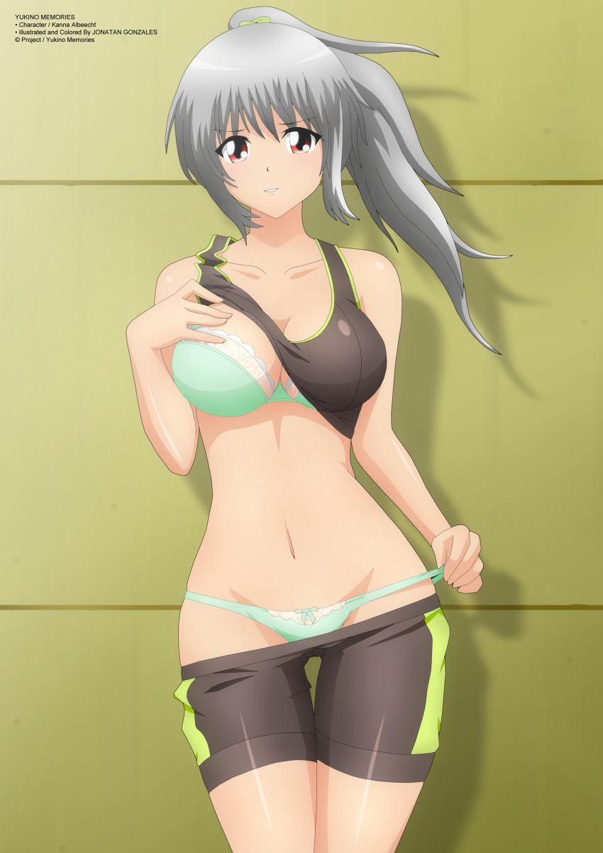 Rule 34 – bra female gray hair green bra green panties kanna albeecht panties panty pull red eyes shorts pull sports bra sports shorts sportswear topwear underwear undressing yukino memories zel-sama | 7115349