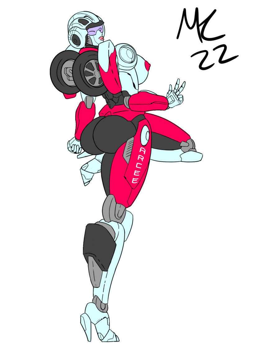 Rule 34 – 1girls alien alien girl arcee artist signature ass ass back view big ass big breasts big butt breasts female female only high heeled feet high heels leg up looking at viewer looking back madkatz nipples peace sign pose posing sideboob topless female transformers transformers rise of the beasts winking at viewer | 7100481