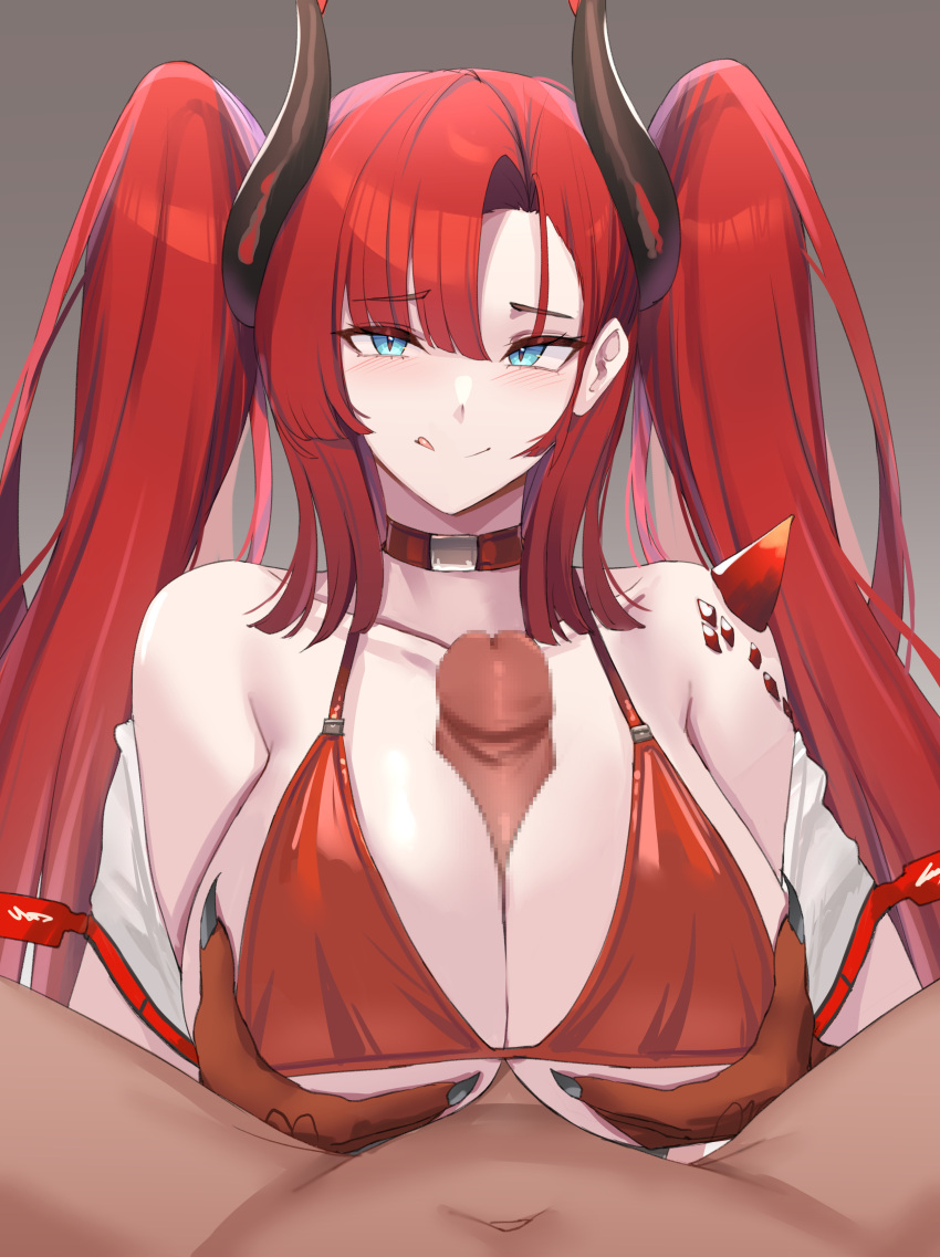 Rule 34 – 1boy 1girls :d :q absurdres arknights bangs bare shoulders belt big breasts bikini bikini top black nails blue eyes blush breasts breasts squeezed together busty censored choker claws cleavage closed mouth cock hungry collarbone commentary curvaceous curvy dark-skinned male dark skin dragon claws dragon girl dragon horns english commentary female female focus fingernails fringe furrowed brow gigantic breasts grey background hair over one eye half-closed eyes highres horns horny huge breasts interracial kanta (kanta 077) large breasts licking lips light-skinned female light skin long hair looking at viewer looking pleasured massive breasts mosaic censoring naughty face oripathy lesion (arknights) paizuri penis pleasure face pov pov crotch red bikini red choker red hair seductive seductive eyes seductive mouth seductive smile sharp fingernails short sleeves simple background smile solo focus spread legs straight swimsuit titjob toddifons (arknights) tongue tongue out twintails upper body very long hair voluptuous | 7130090