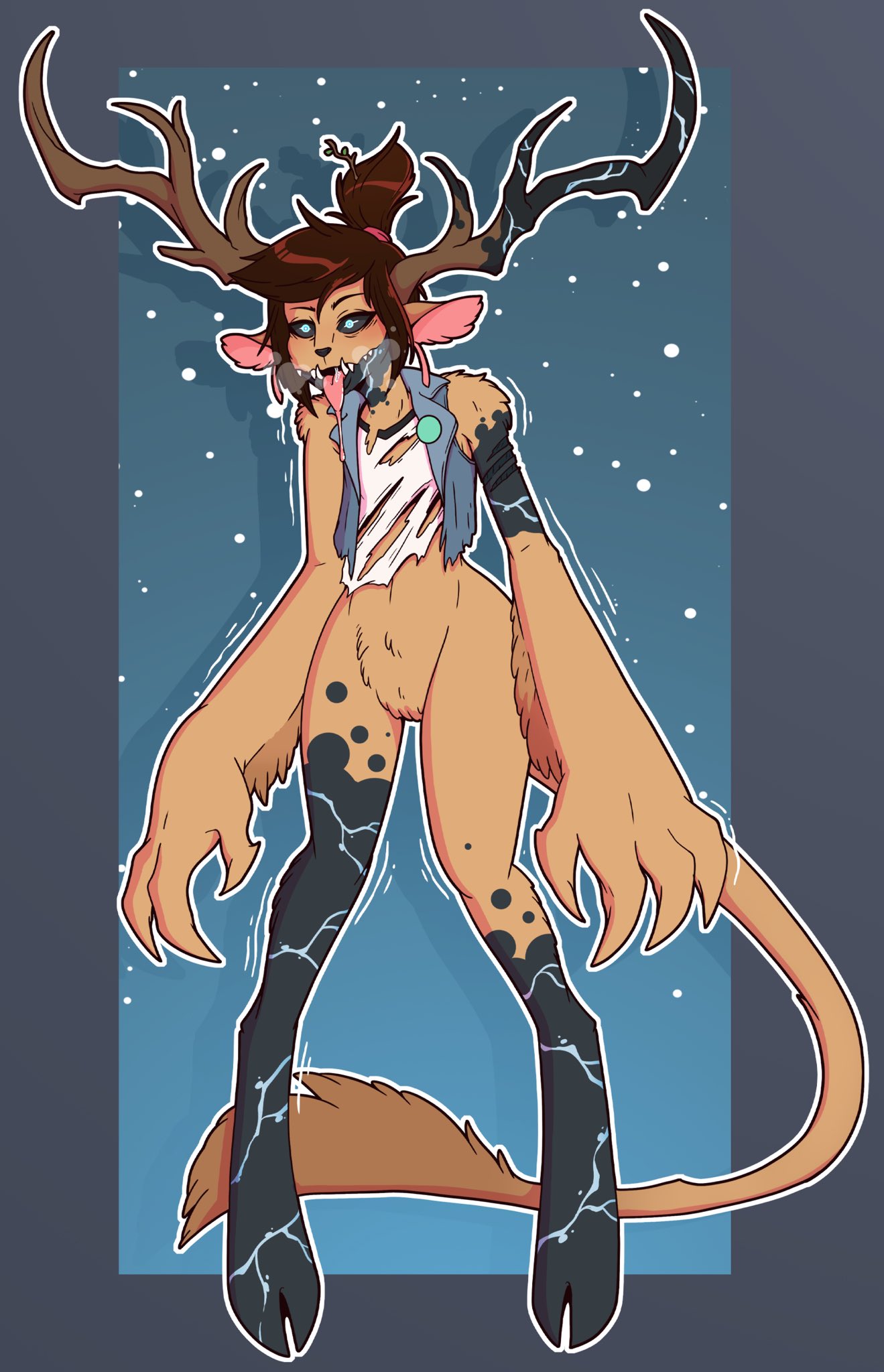 Rule 34 – antlers drooling fur hooves horror long tail molly mcgee monster monster girl ponytail ripped clothing the ghost and molly mcgee transformation wendigo wrenzephyr2 | 7301680