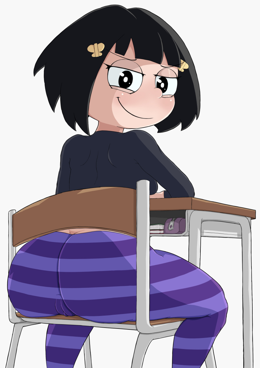 Rule 34 – ass big butt black eyes black hair desk detention (series) female huge ass school desk shareena wickett sitting smirk striped legwear trolltoll | 7267952