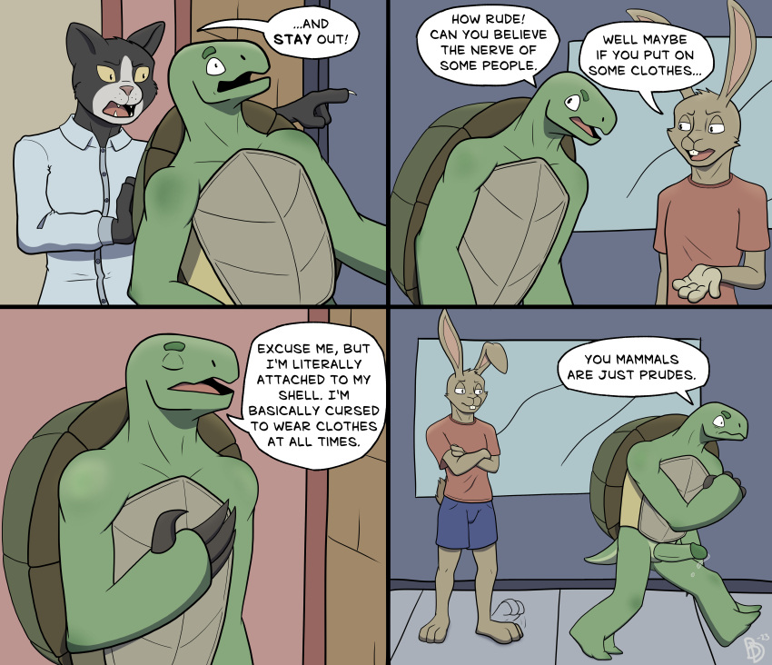 Rule 34 – absurd res anthro birbdrain black body black fur bodily fluids clothed clothed/nude clothed male clothed male nude male clothing comic crossed arms dialogue digital drawing (artwork) digital media (artwork) domestic cat dripping duo felid feline felis fur genital fluids genitals gesture green body hand on back hand on chest hare hi res humor lagomorph leaking precum leporid looking angry looking surprised male mammal nude nude male penis pointing precum precum drip precum string pupils rabbit reptile scalie shell sidewalk slit pupils speech bubble tan body tan fur tapping foot tortoise turtle turtle shell white body white fur window | 7291927