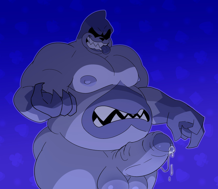 Rule 34 – anthro balls bara big penis boner darkner deltarune erection gay king spade male male only monster musclegut muscles penis precum redeyedgazer solo solo male stomach mouth tongue out white body | 6817713