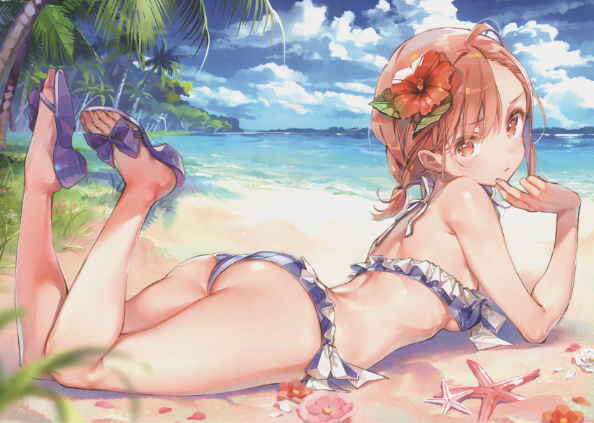 Rule 34 – 1girls absurd res alternate hairstyle ass bangs bare shoulders beach bikini blue sky breasts brown eyes brown hair closed mouth cloud cloudy sky day dsmile female fingernails flower frilled bikini frills from side full body hair flower hair ornament hi res hibiscus high heels huge filesize looking at viewer looking back low twintails lying matching hair/eyes misaka mikoto ocean official alternate costume on stomach outdoors palm leaf palm tree petals platform footwear platform heels sandals scan shiny hair shiny skin short twintails side-tie bikini bottom sky small breasts solo starfish striped striped bikini swimsuit the pose to aru kagaku no railgun to aru majutsu no index tree twintails vertical-striped bikini vertical stripes water | 7280942