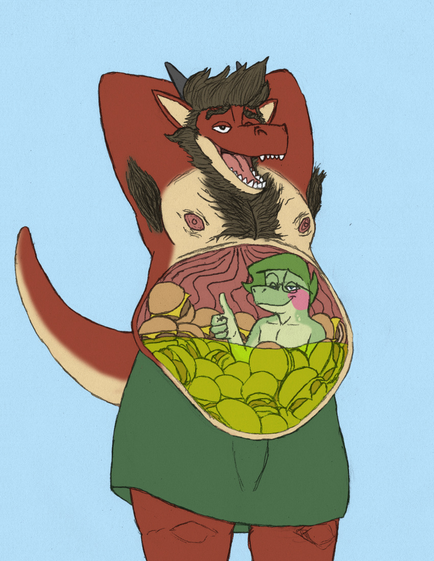 Rule 34 – after vore anthro armpit hair armpit tuft beard belly big belly bodily fluids body hair bottomwear brown hair bulge burger chest hair chest tuft chris (eyeseedee) clothing countershade face countershade torso countershading cutaway dragon duo eyebrows eyewear facial hair food food in stomach gesture glasses green body green hair green scales hair half-lidded eyes hands behind head hi res horn inside stomach internal lizard love handles male male/male maty the dragon (character) matydraws (artist) moobs nipples open mouth oral vore organs overweight overweight anthro overweight male prey fully inside red body red scales relaxed expression relaxing reptile satisfied satisfied look scales scalie size difference skirt smug smug expression stomach stomach acid stretching thick eyebrows thick thighs thumbs up tongue tuft vore western dragon willing prey willing vore ych ych result yellow body yellow scales | 7292241
