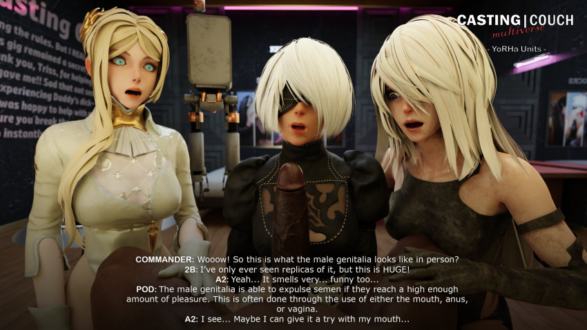 Rule 34 – 1boy 3girls alternate version at source android big breasts blindfold blonde hair clothing dark-skinned male dark skin female female focus foursome gloves imminent oral imminent sex interracial light-skinned female light skin male nier: automata pov straight text tscd rendering white hair yorha 2b yorha a2 yorha commander | 7325698