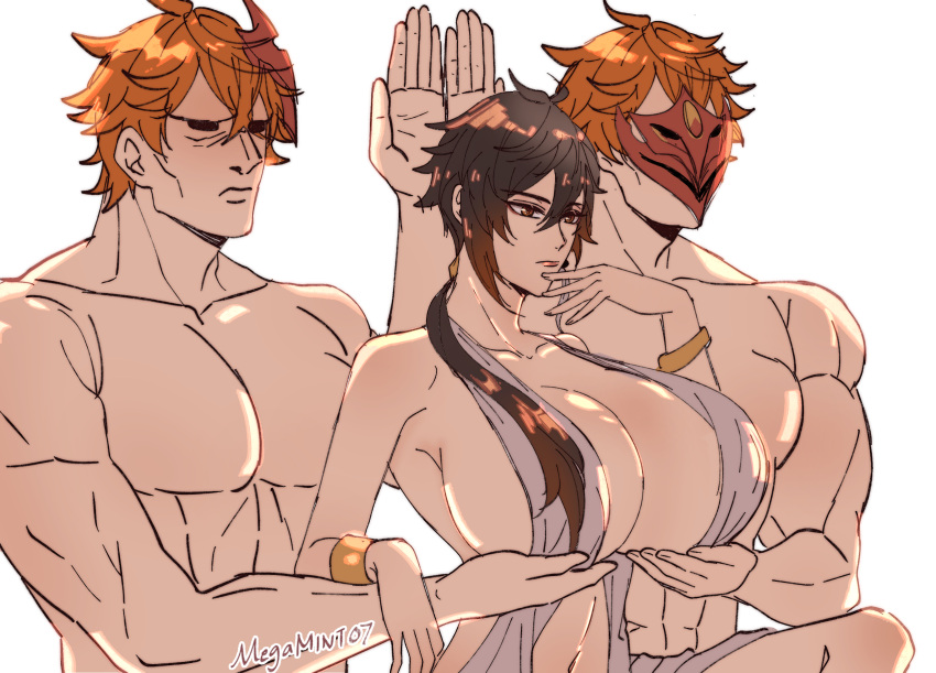 Rule 34 – 1girls 2021 2boys absurd res aphrodite (shuumatsu no valkyrie) (cosplay) arm rest artist name black hair bracelet breast hold breast support breasts brown eyes brown hair cleavage dress female female focus finger to face genderswap (mtf) genshin impact gradient hair hair over shoulder hand over head hands under breasts highres holding breast holding up breasts huge breasts jewelry long hair long ponytail male mask matching hair/eyes megamint07 meme multicolored hair multiple boys muscles muscular muscular male navel orange hair parody pecs ponytail pose record of ragnarok revealing clothes rule 63 serious servants holding aphrodite’s breasts (meme) shaded eyes short hair shuumatsu no valkyrie signature simple background standing tartaglia (genshin impact) thighs tied hair topless male two tone hair voluptuous white background zhongli (genshin impact) zhongli jiejie | 4879653
