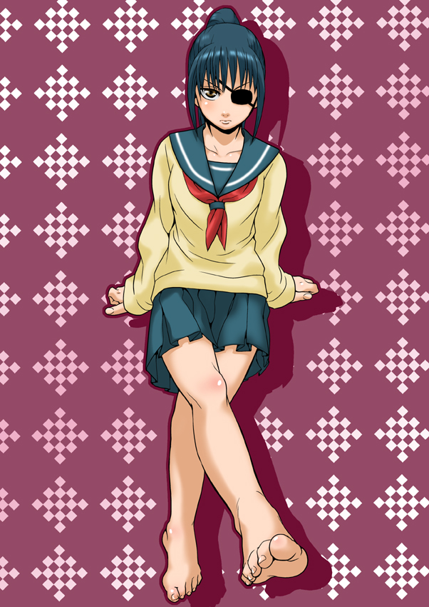 Rule 34 – barefoot black hair brown eyes class 3-z eye patch feet female female only foot fetish frown full body gintama long hair looking at viewer official alternate costume pleated skirt ponytail school uniform schoolgirl serafuku solo sweater yagyuu kyuubei | 7489376