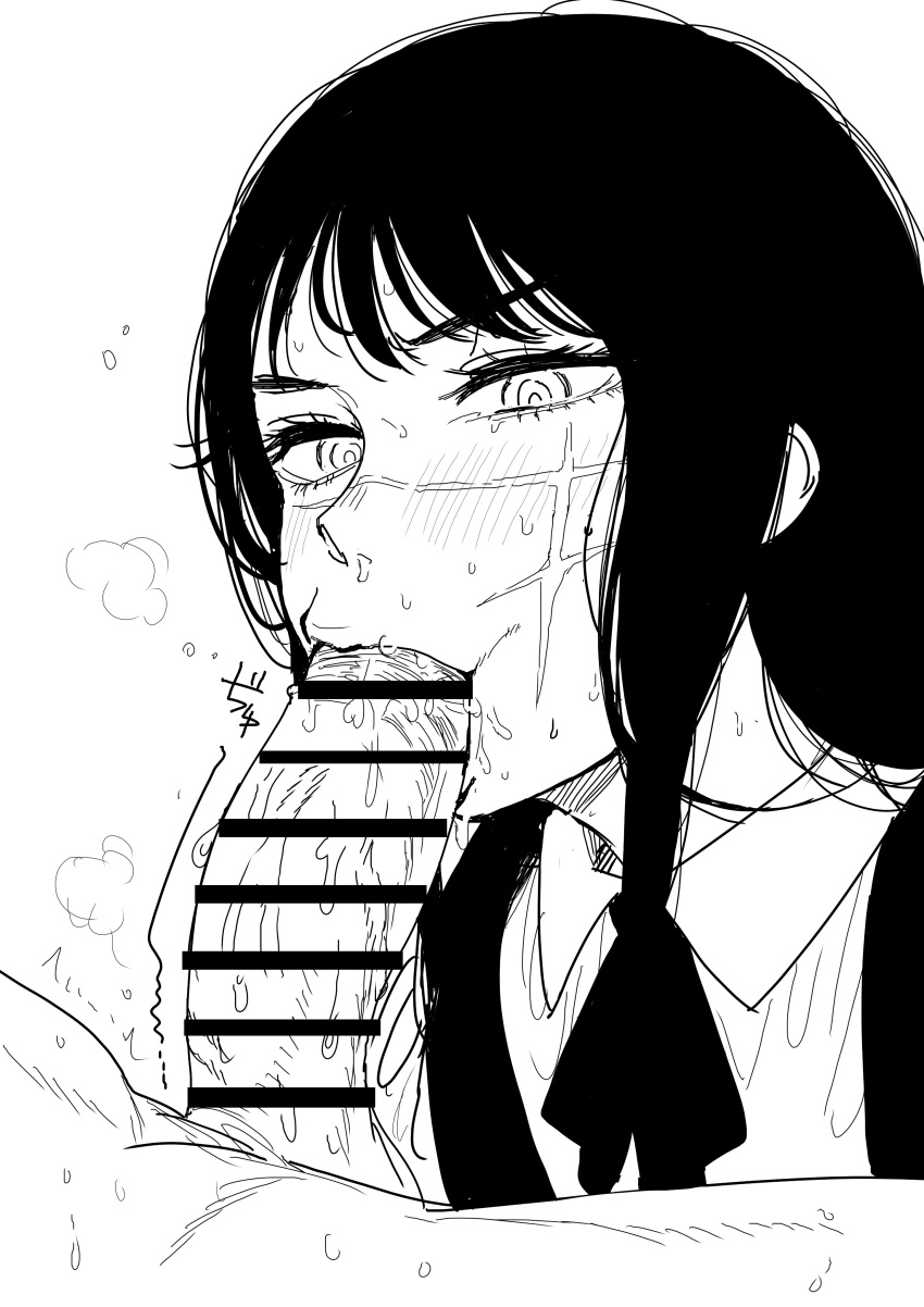 Rule 34 – 1boy 1girls black and white blowjob blush censor bar censored chainsaw man fellatio kaiman garupan long hair looking at viewer monochrome oral penis saliva school uniform sweat veiny penis war devil (chainsaw man) yoru (chainsaw man) | 7383140