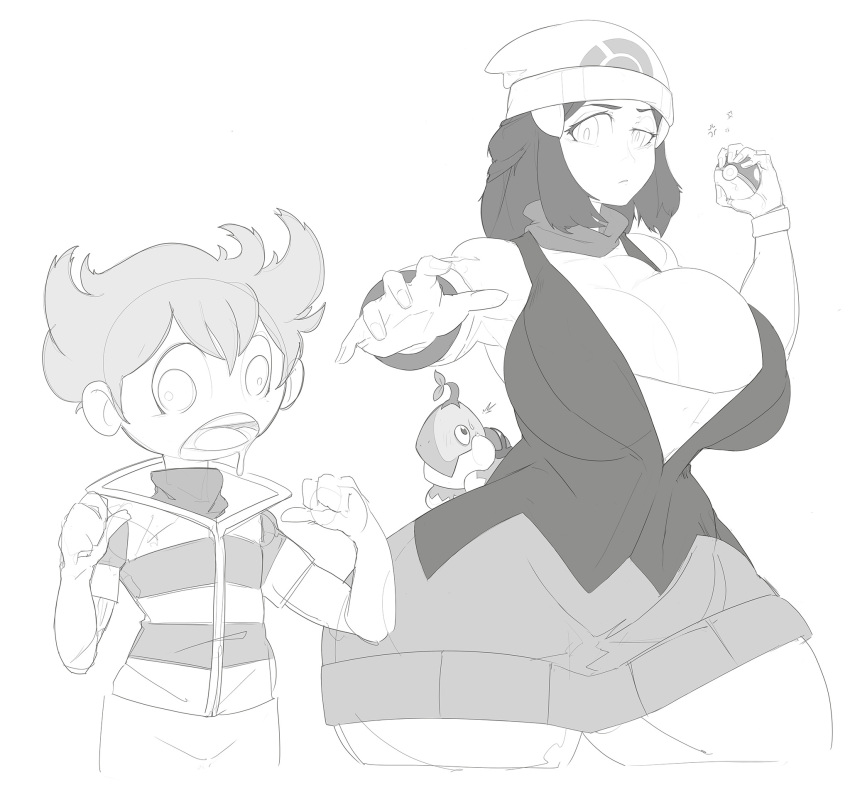 Rule 34 – 1boy 1girl1boy 1girls annoyed barry (pokemon) beanie big breasts black dress black hair bracelet breasts bigger than head cleavage cleavage overflow curvy dawn (pokemon) derp eyes dress drooling frown hair ornament harkonner hat holding object huge breasts large breasts line art looking at another massive breasts massive thighs monochrome muscle muscular muscular female nintendo pokeball pokemon pokemon dppt scarf size difference sketch skirt smaller male sweat taller girl thick thighs thighs thunder thighs turtwig voluptuous wide hips | 6715607