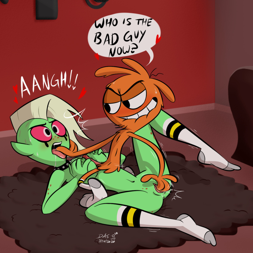Rule 34 – blush breasts couple disney channel dominating fingering pussy green skin lord dominator orange fur size difference smirking teasing tongue out umayorokobi wander (wander over yonder) wander over yonder | 7481458
