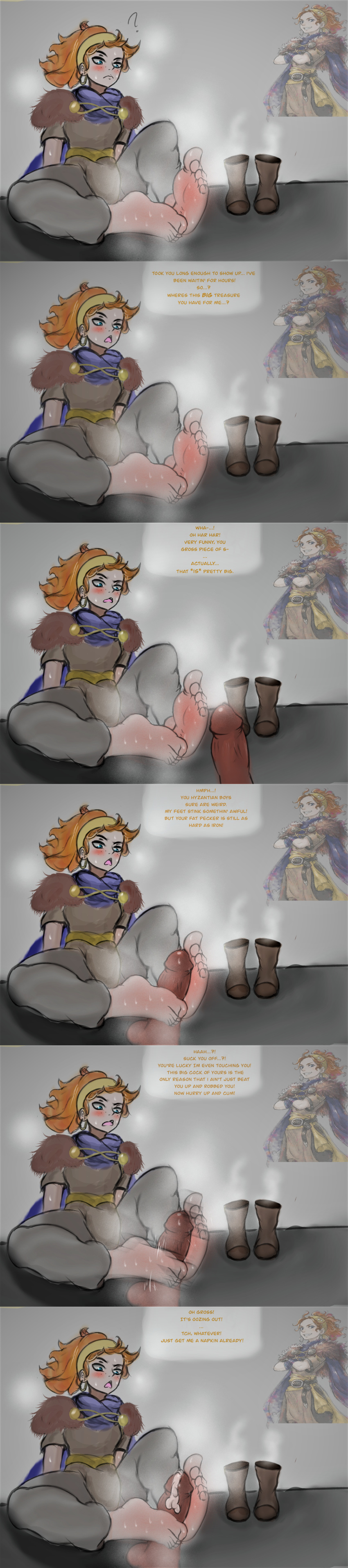 Rule 34 – big penis blue eyes boots dark-skinned male dark skin english text feet female foot fetish footjob interracial jyo orange hair penis smell smelly feet steam story at source sweat sweaty feet triangle strategy tricked tricked into sex trish | 6906007