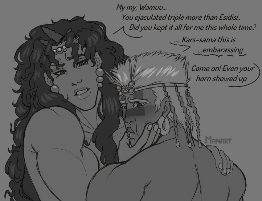 Rule 34 – 2boys after sex bara battle tendency blush earrings face squish gay gay incest greyscale holding chin incest jewelry jojo’s bizarre adventure kars lip ring long hair male looking away male male/male male only manart monochrome pierced ears pierced lip text wamuu yaoi | 6833596