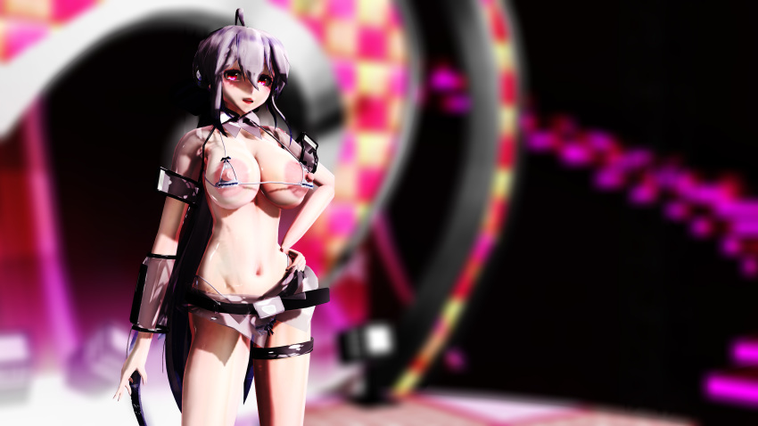 Rule 34 – 3d ahoge belt big breasts erect nipples headphones image iwara leg band lion musashi long hair mmd nipple cutout red eyes skimpy standing tall female very long hair vocaloid white hair yowane haku | 7494102