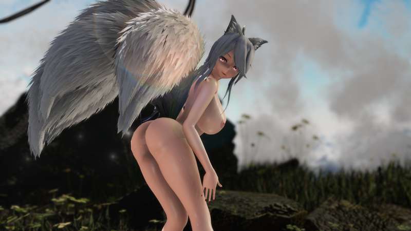 Rule 34 – 3d ahoge amber eyes big breasts fox ears fox girl fox tail grey hair short hair yowane haku | 7516388