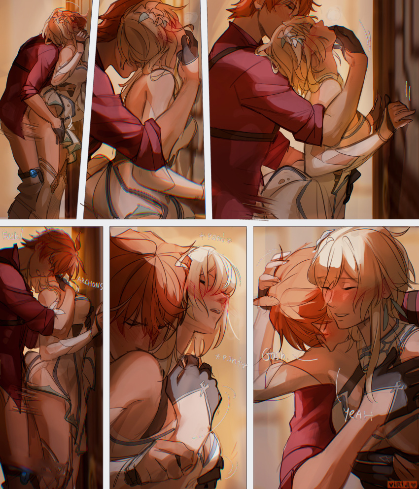 Rule 34 – 1boy 1boy1girl 1girl1boy 1girls against wall blonde hair blushing childe (genshin impact) comic page dialogue female fingers in mouth from behind genshin impact lumine (genshin impact) male male/female red hair straight tartaglia (genshin impact) viria13 | 7446059