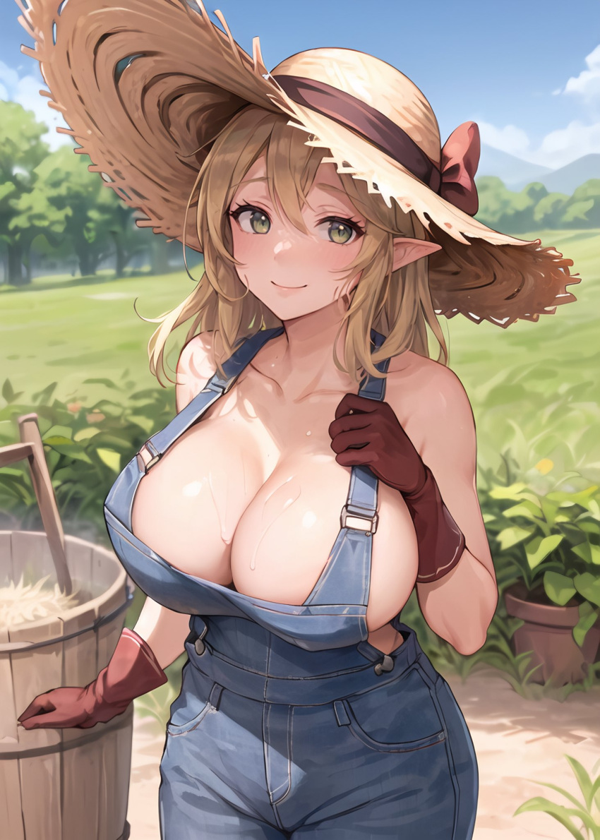 Rule 34 – 1girls ai generated blonde hair breasts cleavage elf elf ears elf female farm farmgirl female green eyes hat hips huge breasts large hat light-skinned female light skin long hair original original character outdoors overalls stable diffusion straw hat stuffyai thick thighs thighs wide hips | 7667386