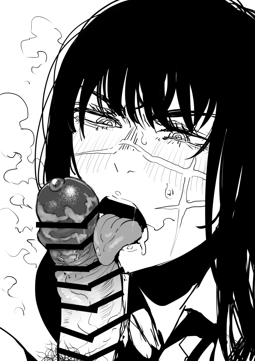 Rule 34 – 1boy absurdres bar censor censored chainsaw man collared shirt cross scar erection fellatio female greyscale highres licking licking penis long hair male pubic hair monochrome open mouth oral penis precum pubic hair reinoenu (anon) scar scar on cheek scar on face shirt smegma solo focus straight teeth tongue tongue out yoru (chainsaw man) | 7551103