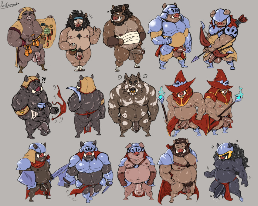 Rule 34 – 2022 anthro armor arrow (weapon) ass balls bandage belly black body bottomwear bow (weapon) brown body clothing erection flaccid genitals hat headgear headwear helmet hi res humanoid genitalia humanoid hands humanoid penis loincloth magic magic user male mammal moobs nipples overweight overweight male penis pure command ranged weapon staff suid suina sus (pig) weapon wild boar wizard hat wizard robe | 6525263