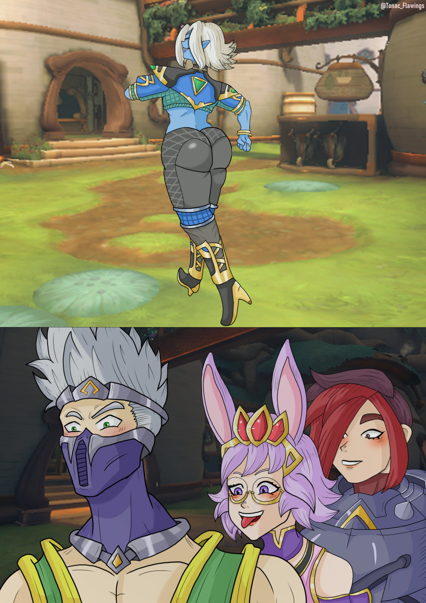 Rule 34 – 1boy 3girls absurd res absurdres ash (paladins) ass big ass big butt blue body blue skin bracelet bracelets elf elf ears elf female elf girl game background heels hi res high heels high resolution highres jewelry koga (paladins) large ass medium hair meme nsfwton nsfwtonga paladins rei (paladins) saati (paladins) smile smiling tagme thighs vamonos de fiesta a factory video games walking white hair | 7531732