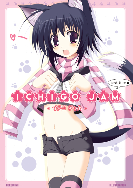 atera, original, 1girl, animal ears, cat ears, cat tail, female focus, midriff, scarf, solo, tail