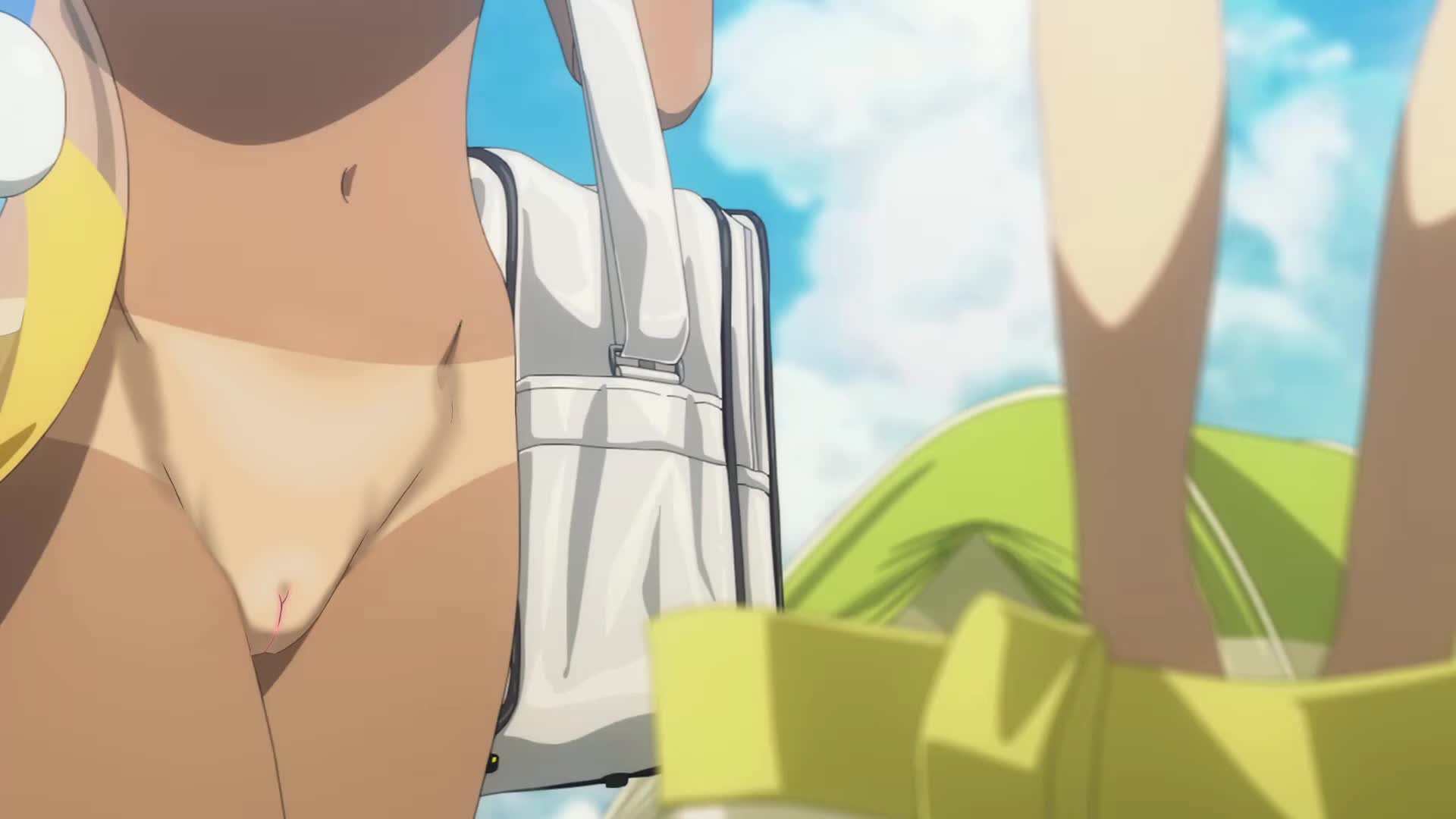 yakishio lemon, yanami anna, make heroine ga oo sugiru!, animated, anime screenshot, nude filter, resized, sound, tagme, third-party edit, upscaled, video, 2girls, beach, blue hair, bouncing breasts, breasts, brown hair, cameltoe, dark-skinned female, dark skin, multiple girls, nipples, nude