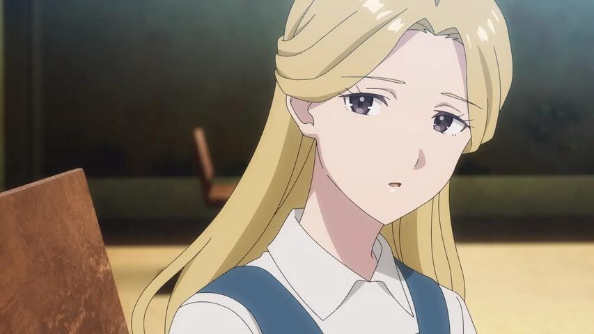 unnamed memory, 1girl, blonde hair, elze (unnamed memory), grey eyes, long hair, looking at viewer, open mouth, shirt, talking, white shirt