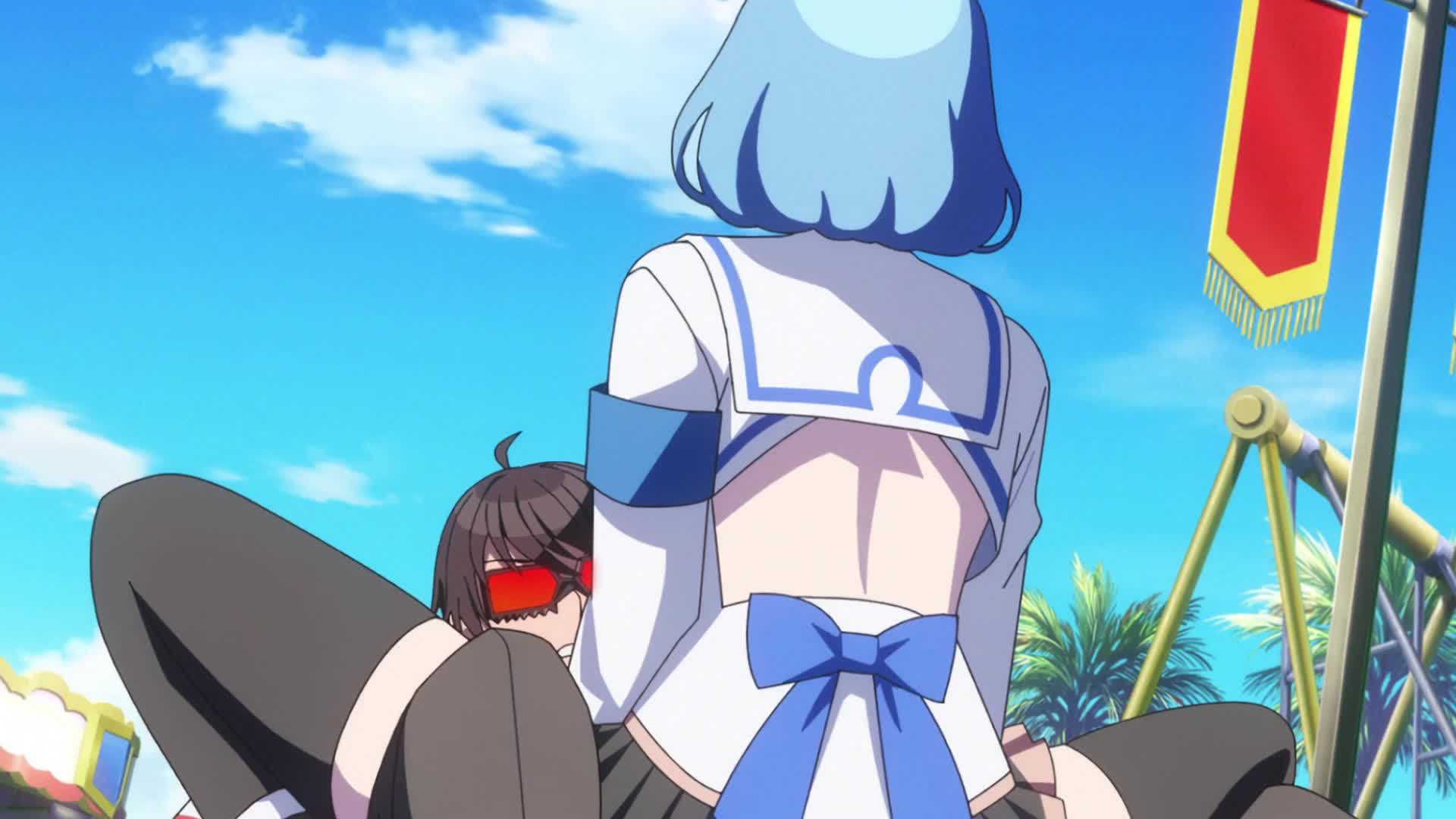 onabuta ikuko, tachibana junnosuke, nukigee mitai na shima ni sunderu watashi wa dou surya ii desu ka?, animated, anime screenshot, highres, sound, tagme, video, 1boy, 1girl, armband, ass, back, black hairband, black skirt, black thighhighs, blue armband, blue eyes, blue hair, blue ribbon, blush, breast press, breasts, breasts out, brown hair, brown pants, censored, closed eyes, clothes pull, cowgirl position, defloration, erection, female orgasm, girl on top, glasses, gloves, grabbing another's arm, hairband, happy sex, large breasts, medium hair, microskirt, miniskirt, motor vehicle, navel, nipples, no panties, novelty censor, open clothes, open mouth, open shirt, orgasm, outdoors, pants, pants pull, partially unbuttoned, penis, penis grab, public indecency, pussy juice, pussy juice drip, ribbon, run over, sex, sex from behind, shirt, skirt, spread legs, standing, standing sex, stomach, straddling, thighhighs, thighs, truck, unworn pants, vaginal, whispering, white gloves, white shirt