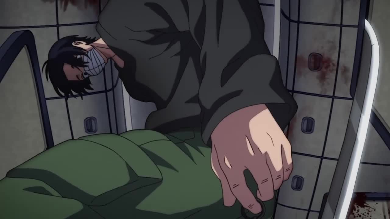 shin (sakamoto days), animated, tagme, video, 2boys, aircraft, airplane, battle, blood, knife, multiple boys, punching, seba mafuyu, short hair
