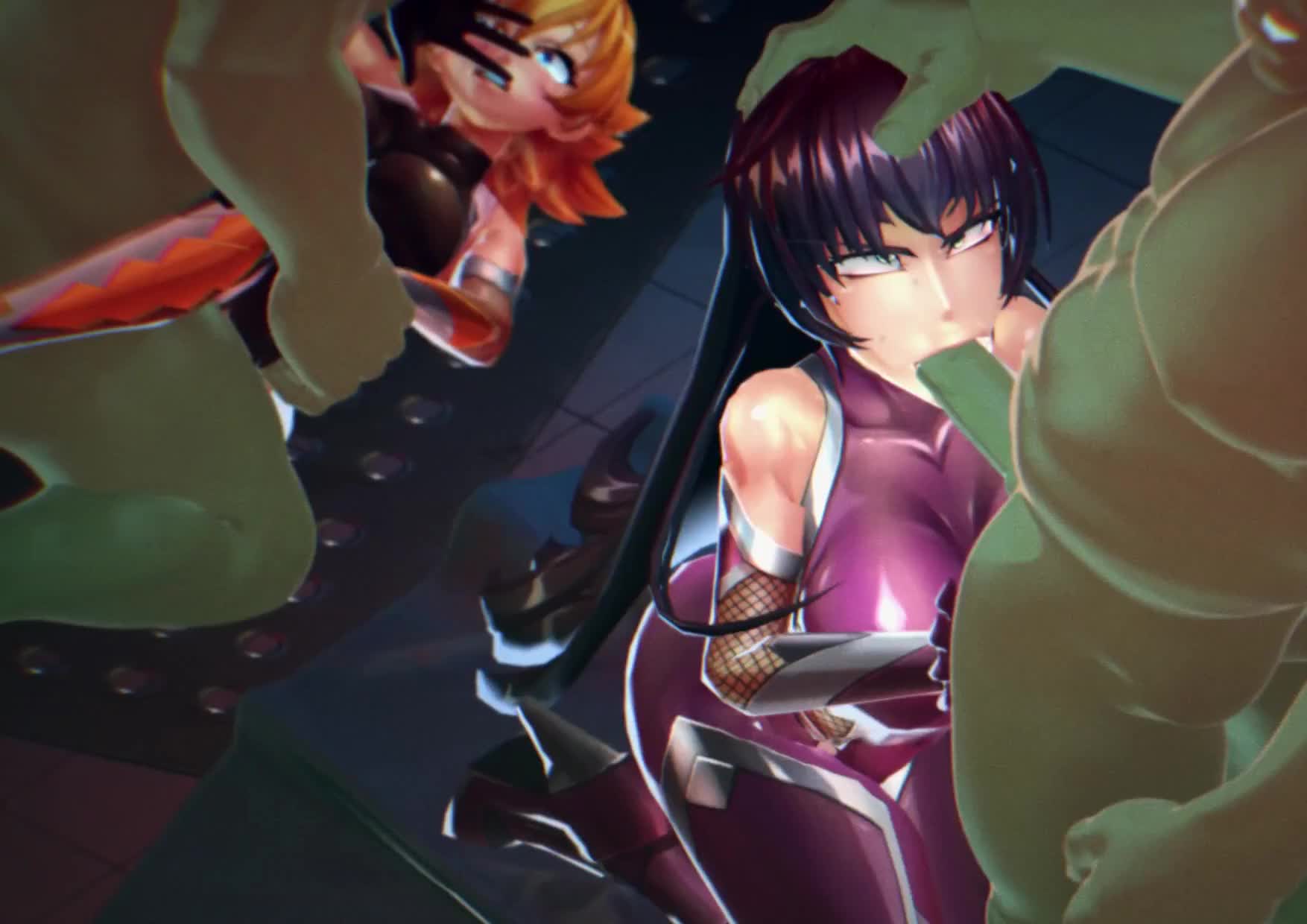 wallimog, igawa asagi, igawa sakura, taimanin (series), taimanin asagi, animated, sound, tagme, video, fellatio, oral, orc, penis, sex