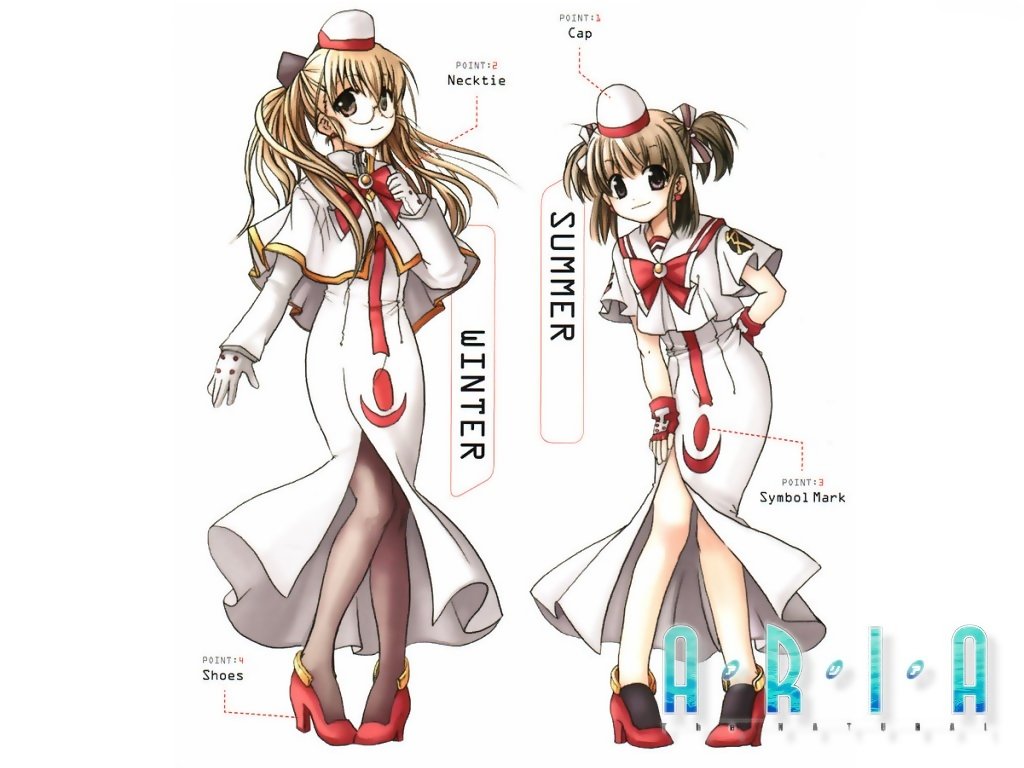 aria (manga), uniform, tagme, 00s, 2girls, high collar, multiple girls, pantyhose