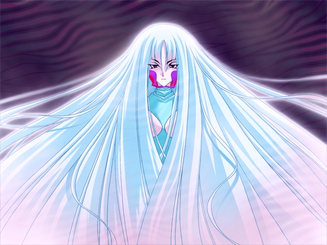 carnelian, lens no mukougawa, game cg, 1girl, aqua hair, female focus, long hair, solo, tsurime, very long hair
